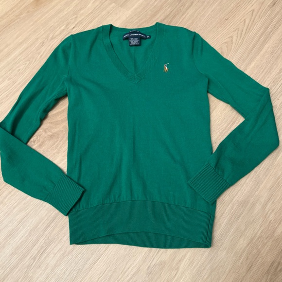 Ralph Lauren Sweaters - Ralph Lauren Sport 100% Merino Wool V Neck Sweater Sz S Pickelball Golf Green